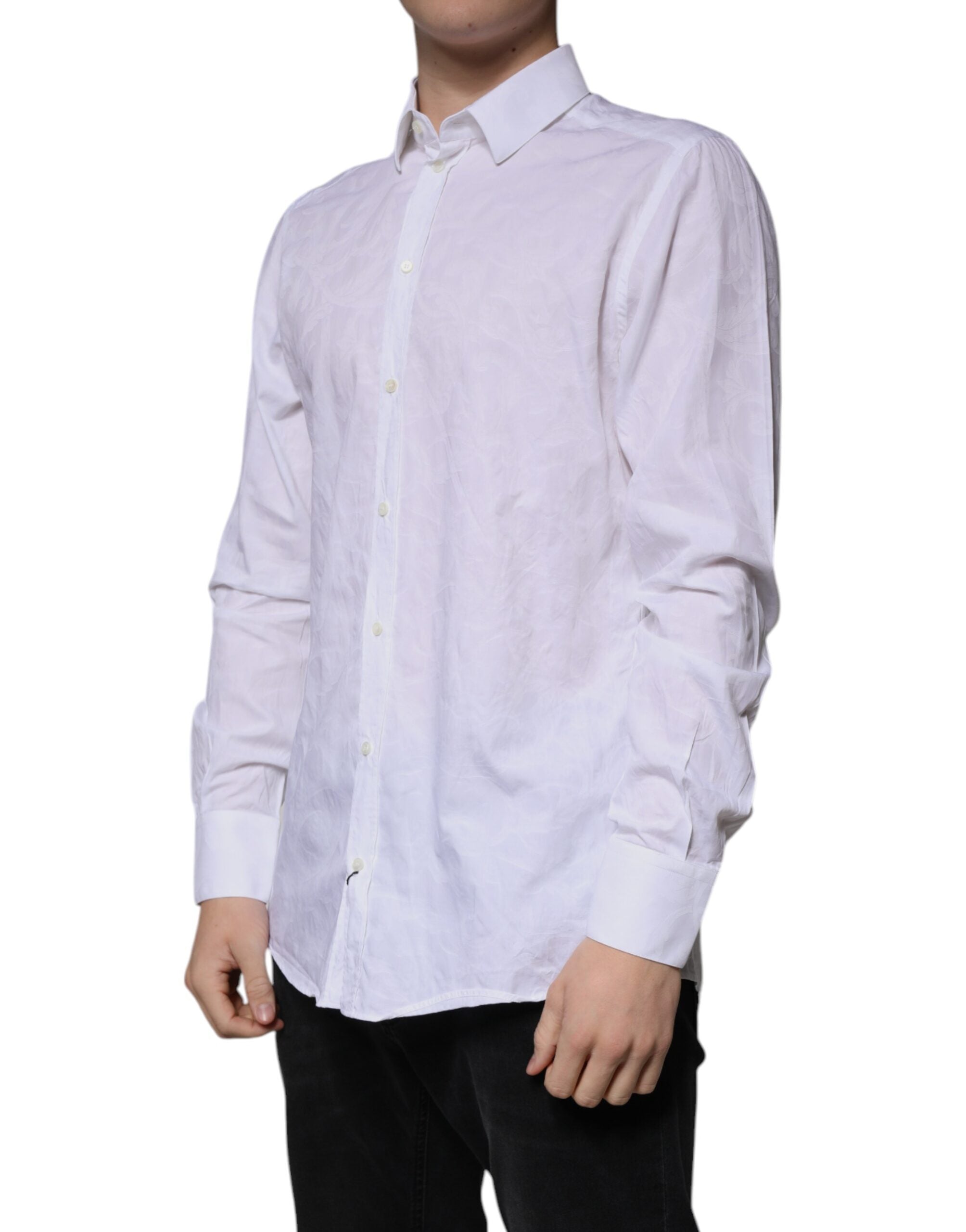 Dolce & Gabbana White Cotton Shirt MARTINI Slim Fit Men